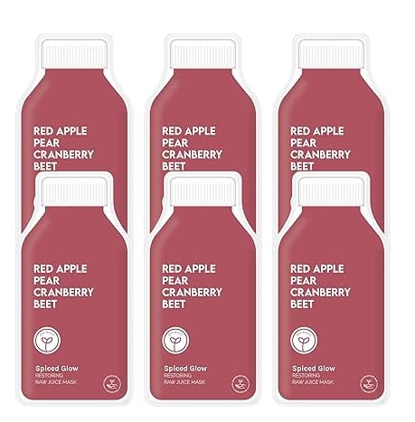 ESW Beauty Spiced Glow - Restoring Raw Juice Face Mask (6-Pack) – Red Apple, Pear & Cranberry Face Mask for Dull, Uneven & Aging Skin – Illuminates, Restores & Replenishes