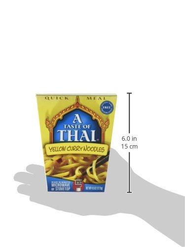 A Taste of Thai Yellow Curry Noodles |Heat & Eat Instant Noodle | Flavored with Authentic Thai Sauce -Non-GMO,Gluten Free, Trans Fat Free- Perfect Side for Chicken, Fish & Meat Entrees| 6 Pack (4.5oz)