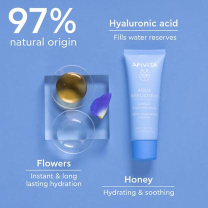 Apivita Aqua Beelicious Comfort Hydrating Cream | Hydrates & Nourishes with Honey, Ceramides & Flowers, 40 mL / 1.35 oz