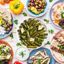 Kontos Foods Dolmas Stuffed Grape Leaves With Rice • Ready To Eat • Kosher • for vegan snacks or Greek Food Mezze Platter w/ spanakopita, tzatziki sauce, babaganush, greek olives or Charcuterie Board • Greek dolmades canned