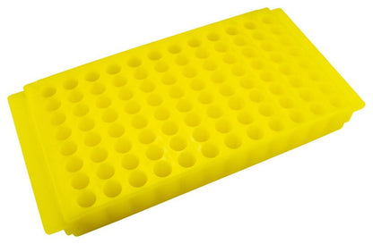Caplugs Evergreen 240-6388-Y30 RMCT Series Microcentrifuge Tube Rack, 96 Places, Reversible, Polypropylene, Sample Handling, Storage, Testing, Laboratory, Yellow (2406388Y30E1)