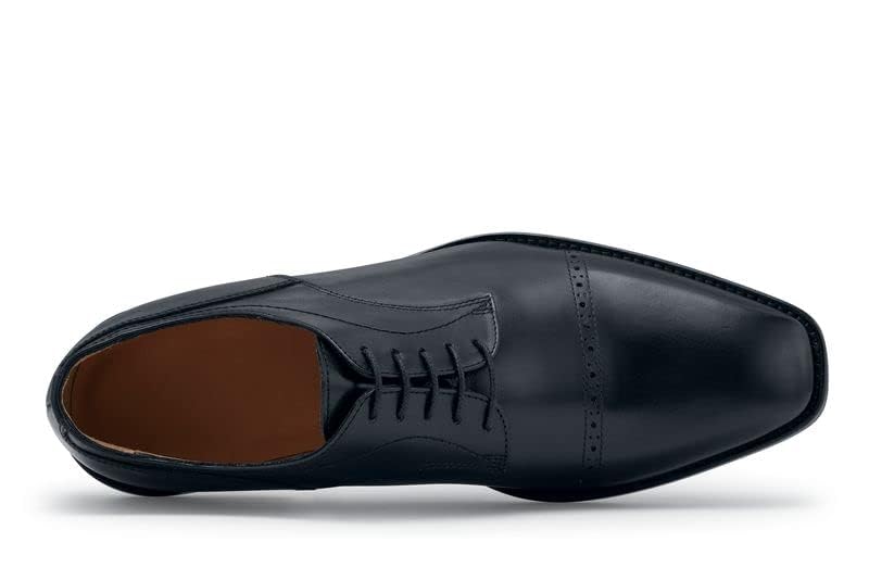 MOZO Portuguese Leather Collection Men's Slip-Resistant Oxfords - Dressy Non-Slip Restaurant Shoes for Men in Food Service - Stanton