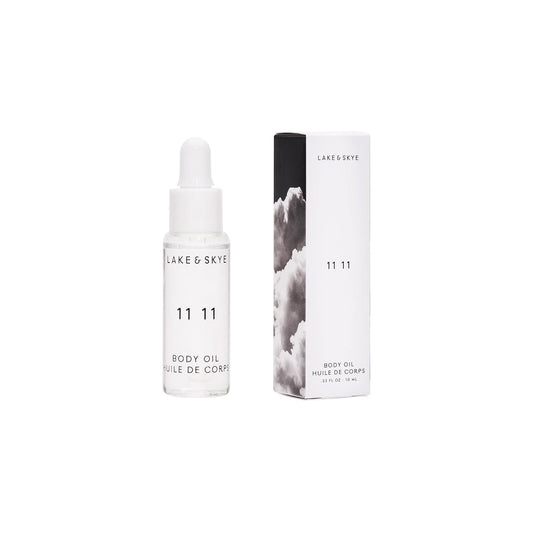 Lake & Skye 11 11 Body Oil Mini - Hydrating with Vitamin E & Sweet Almond Oil - Clean Skin Musk, Sheer & Uplifting Scent - 0.33 fl oz (10 ml)
