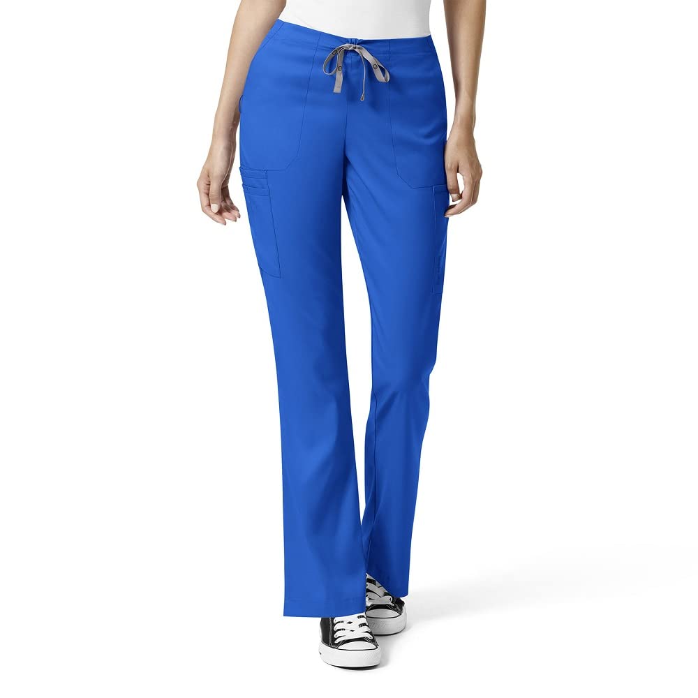 WonderWink Womens Moderate Flare Leg Cargo Medical Scrubs Pants, Royal, X-Small US