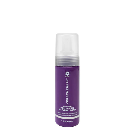 KERATHERAPY Keratin Infused Volumizing Nourishing Styling Foam, 6 fl. oz., 178 ml - Hair Styling Foam with Sunflower Oil, Linseed Oil, & Olive Fruit for Shine & Frizz Control - Volumizing Mousse