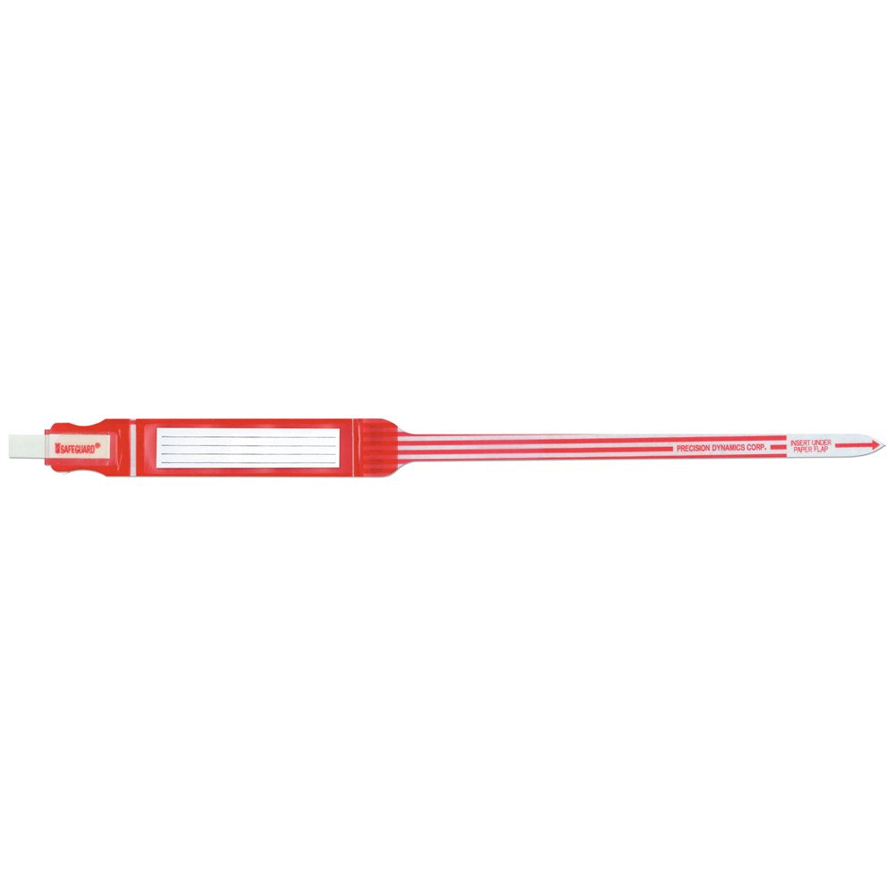 Safeguard 841-16-PDJ Insert Wristband, Trilaminate Adhesive Closure, Adult, Red, Pack of 250