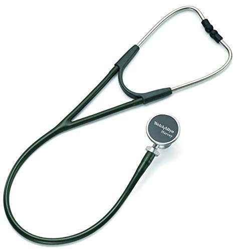 Welch Allyn Harvey DLX Adult Cardiology Stethoscope, Forest Green; 5079-328; Double-Head Chestpiece (Diaphragm and Bell), Dual Lumen Tubing; 28 in