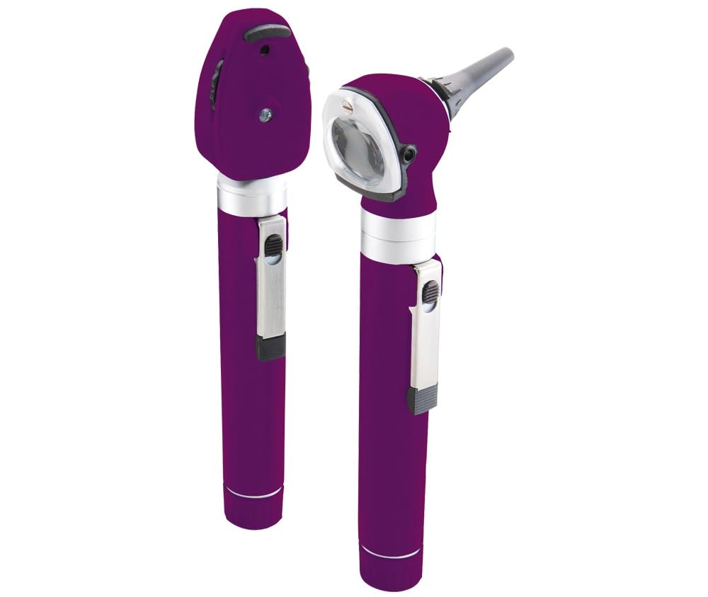 ADC Otoscope/Ophthalmoscope Diagnostic Set, Pocket Size, LED Lamp, 2.5V, Hard Case, Diagnostix 5110NL, Purple