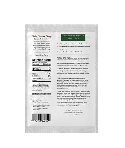 Mrs. Wages Kosher Dill Pickles Quick Process Mix, Quick and Easy, Simple-To-Use, Traditional Pickle Flavoring, Enhance Your Pickling Cucumbers, 6.5 oz Packet (Value Pack of 6)