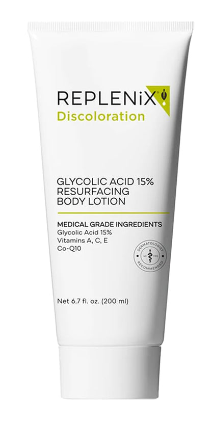 Replenix Glycolic Acid 15% Resurfacing Body Lotion, Medical-Grade Brightening & Hydrating Exfoliating Cream for Skin Discoloration & Rough Texture (6.7 fl. oz)