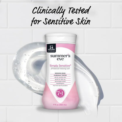 Summer's Eve Cleansing Wash | Simply Sensitive | 9 Ounce | pH-Balanced | Dermatologist & Gynecologist Tested