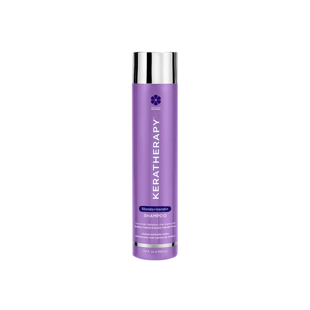 KERATHERAPY Keratin Infused Totally Blonde Violet Toning Shampoo, 10.1 fl. oz., 300 ml - Violet Shampoo for Blonde Color Treated Hair, Brassy, Silver, & Highlighted - Sulfate & Paraben Free