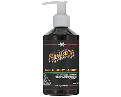 Suavecito Face & Body Lotion 8 oz. Pump Bottle - Original Scent, Skincare Lightweight Moisturizes Dry Skin, Hydrates, No Greasy Residue - Abrosbs Quickly
