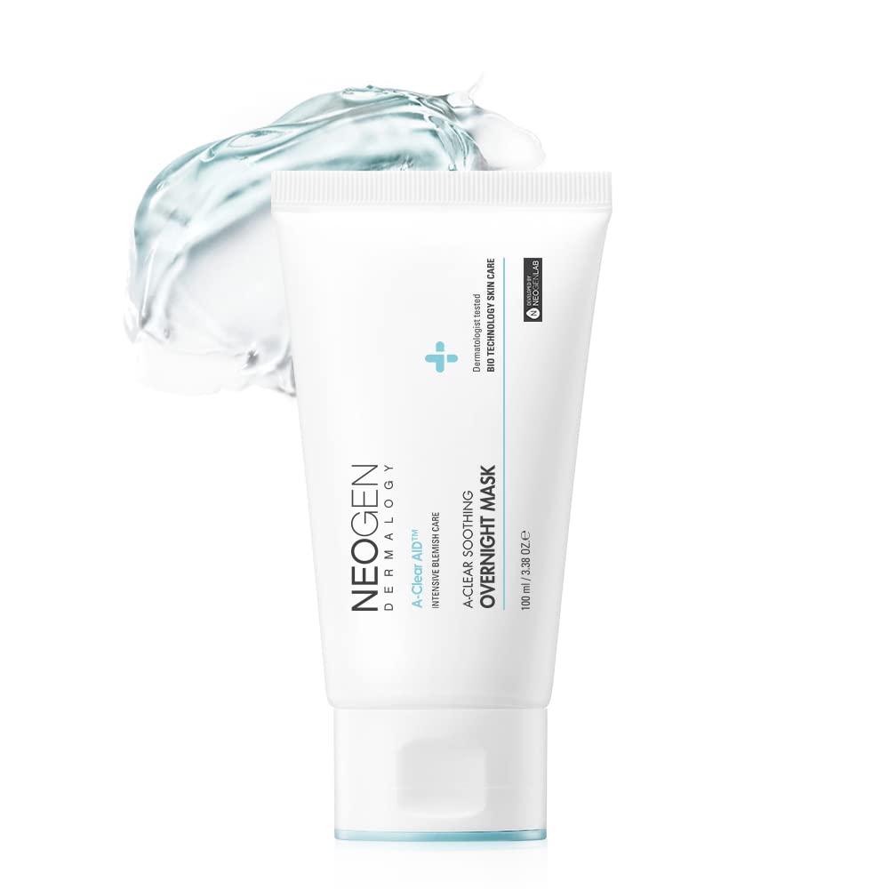 DERMALOGY by NEOGENLAB NEOGEN A-Clear Soothing Overnight Mask 3.38 oz (100ml) - Soothing Sleeping Mask, Dead Skin & Sebum Control with Salicylic Acid, Tea Tree, Centella Asiatica - Korean Skin Care