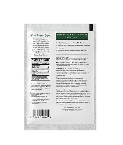 Mrs. Wages Zesty Bread and Butter Pickles Quick Process Mix, Quick and Easy, Simple-To-Use, Sweet, Sour & Spice Flavor, Enhance Pickled Cucumbers, 6.2 oz Packet (Value Pack of 12)