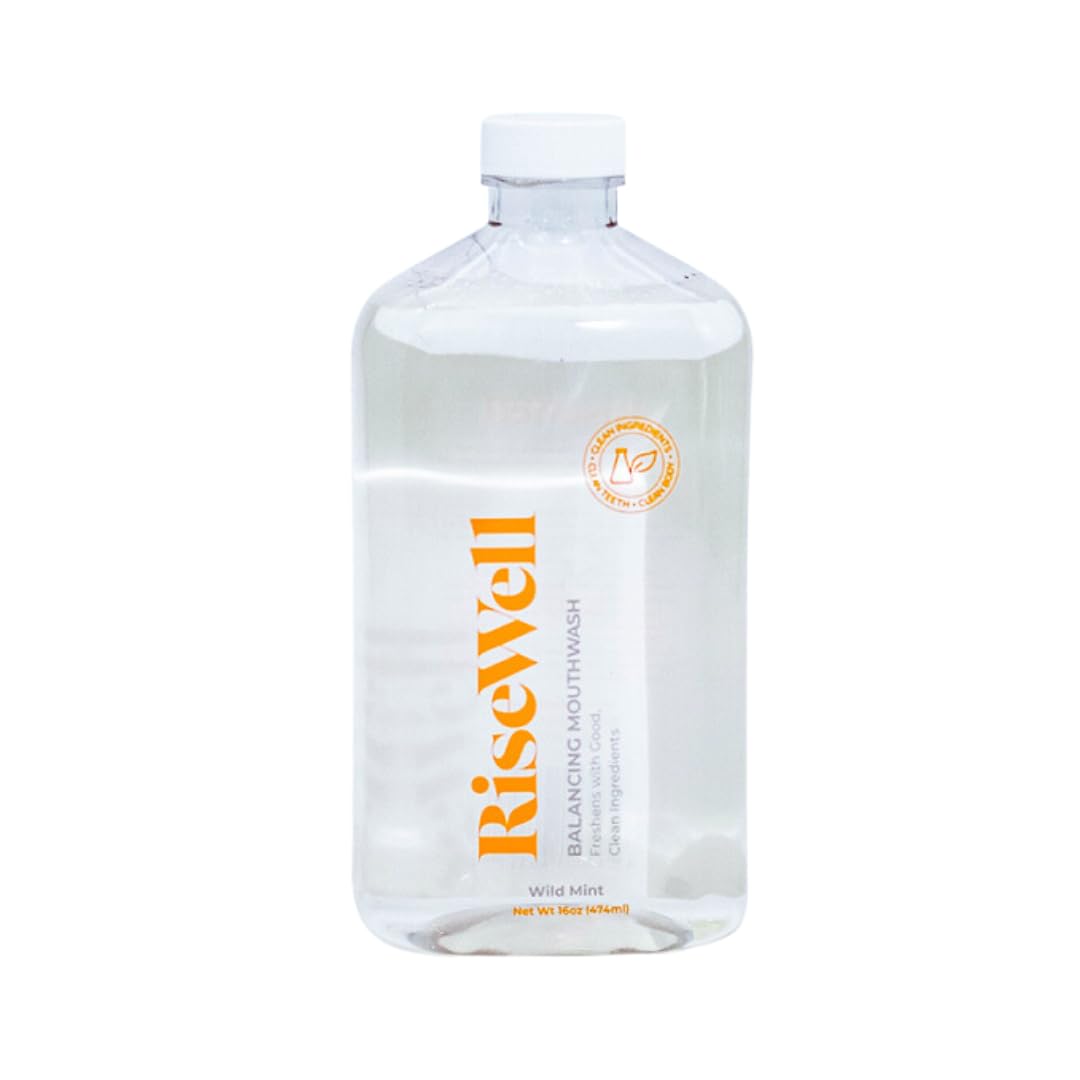 RiseWell Balancing Mouthwash - pH Balancing Alkaline Alcohol Free Mouthwash - Dentist Developed Dry Mouth Rinse - No Added Fluoride and SLS-Free - Fresh and Cool Breath - Wild Mint, 16 Oz