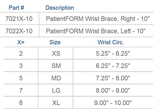 United Ortho 70217-10 PatientFORM 10" Wrist Brace-Right, Large