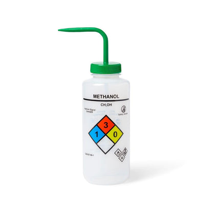 United Scientific™ UniSafe™ Methanol Vented Wash Bottle, 1000 mL, Designed for use in the Laboratory, Classroom, or Home, Pack of 4, LDPE