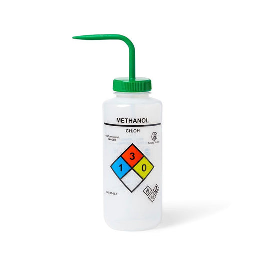 United Scientific™ UniSafe™ Methanol Vented Wash Bottle, 1000 mL, Designed for use in the Laboratory, Classroom, or Home, Pack of 4, LDPE