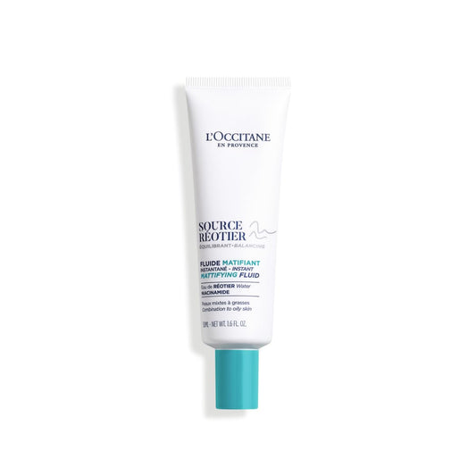 L'OCCITANE Source Reotier Mattifying Fluid: With Hyaluronic Acid & Niacinamide, Velvety Matte Finish, For Combination to Oily Skin, 1.6 Fl. Oz