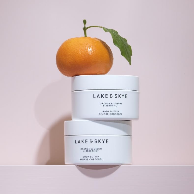 Lake & Skye Orange Blossom + Bergamot Body Butter – 4.94 oz Hydrating, Essential Oils, Vegan
