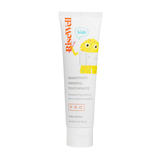 RiseWell PRO Kids Mineral Toothpaste - Micro & Nano Hydroxyapatite Toothpaste Kids - Made in USA, No Added Fluoride, Safe to Swallow & Dentist Developed for Remineralized Teeth (Cake Batter Flavor)