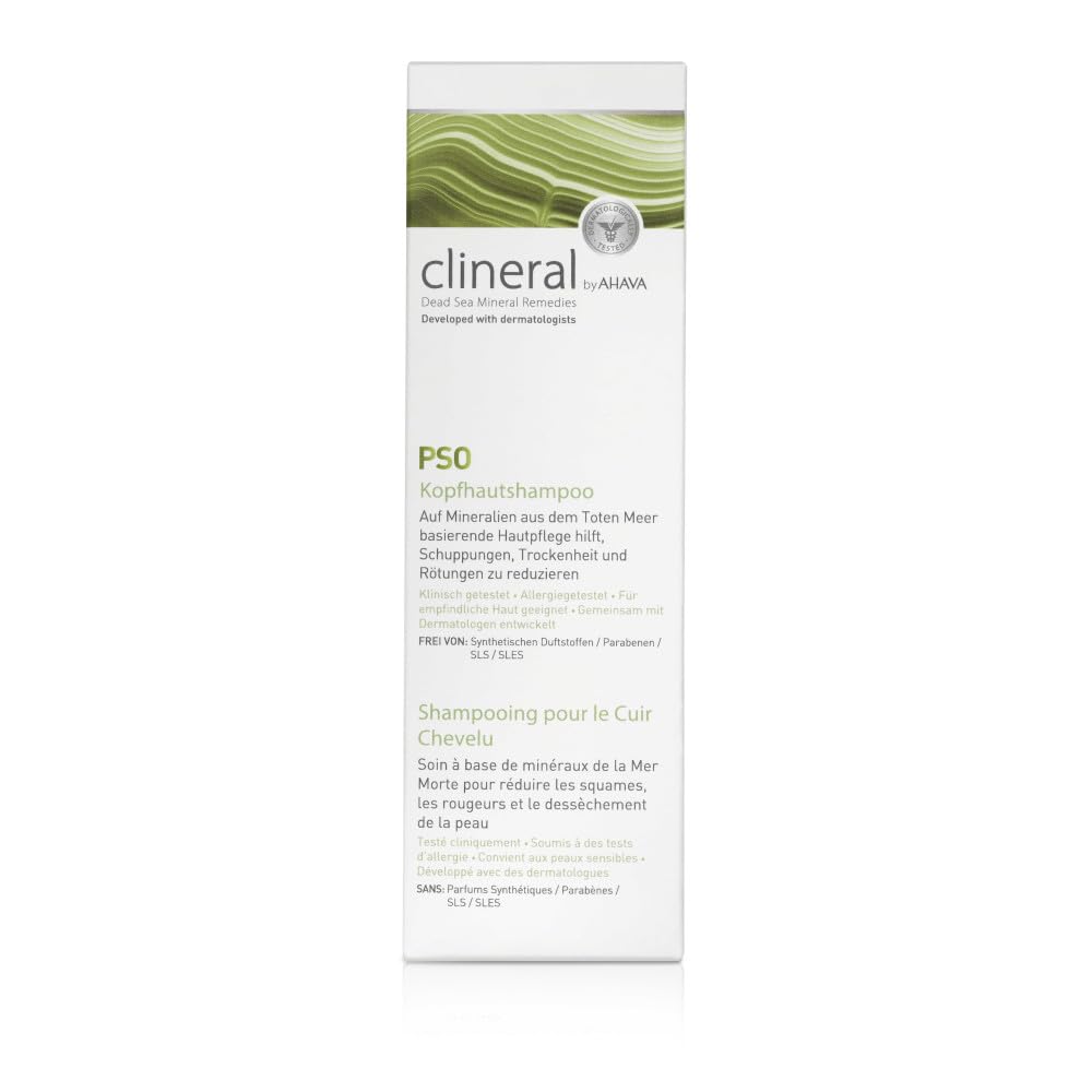 AHAVA Clineral Pso Scalp Shampoo - Rich & gentle shampoo to reduce scalp irritations, alleviates dryness, cleanses the hair, hydrates & softens the scalp, with Osmoter, Zinc & Hippophae Oil, 8.5 Fl.Oz