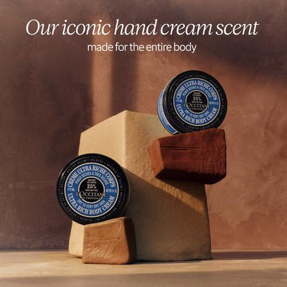 L’Occitane Shea Butter Ultra Rich Body Cream, Nourishing Moisturizer for Dry, Sensitive Skin, Fast Absorbing, Refillable, Vegan Skincare, Light Scent