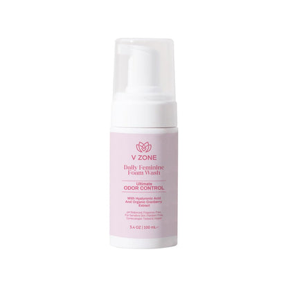 VZone Daily Feminine Foam Wash – Feminine Wash for Women with Hyaluronic Acid, Lactic Acid and Cranberry Extract – Odor Control, pH Balanced, Fragrance-Free, Paraben-Free, Vegan (3.4 OZ)