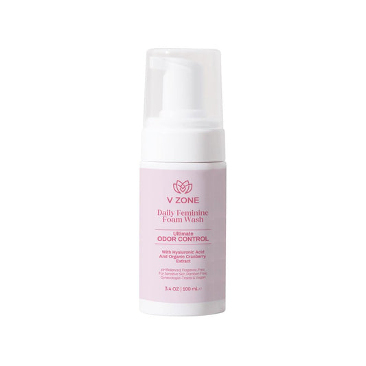 VZone Daily Feminine Foam Wash – Feminine Wash for Women with Hyaluronic Acid, Lactic Acid and Cranberry Extract – Odor Control, pH Balanced, Fragrance-Free, Paraben-Free, Vegan (3.4 OZ)