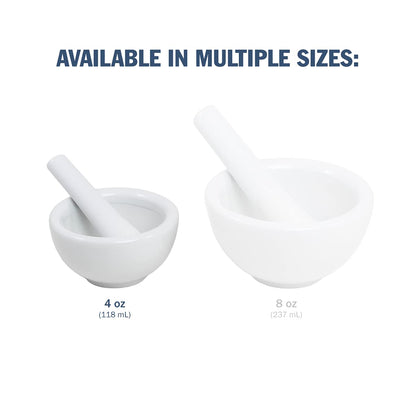 Apothecary Products Mortar and Pestle Bowl | Mixer and Grinder for Medicine | Porcelain | 4 Oz