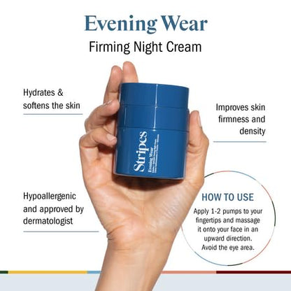 STRIPES Beauty Naomi Watts Evening Wear Retinol Night Cream Improve Fine Lines Wrinkles Boost Radiance Elasticity Sensitive Skin Safe Menopause Support 1.7 Fl Oz