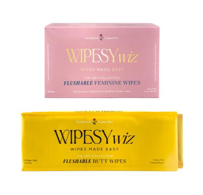 Butt & Feminine Wipes Bundle – Flushable, PH Balanced, Plant-Based Wet Towels for Women & Men – 10x8 Butt Wipes + 40 Feminine Wipes – Travel-Friendly Hygiene Essentials