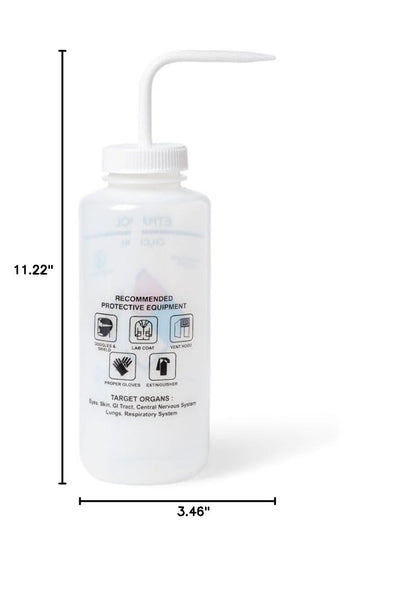 United Scientific™ UniSafe™ Ethanol Vented Wash Bottle, 1000 mL, Designed for use in the Laboratory, Classroom, or Home, Pack of 4, LDPE