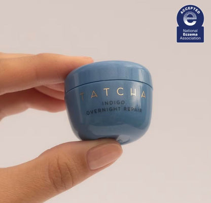Tatcha Indigo Overnight Repair, Travel-Sized | Mini Redness Reducing, Barrier Reparing Cream - Calm Irritation and Improve Skin Barrier for Sensitive and Eczema-Prone Skin | 15 ml / 0.5 fl. oz.