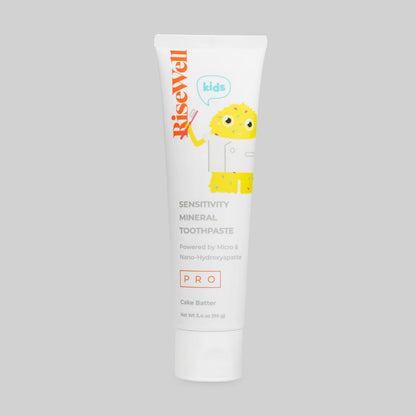 RiseWell PRO Kids Mineral Toothpaste - Micro & Nano Hydroxyapatite Toothpaste Kids - Made in USA, No Added Fluoride, Safe to Swallow & Dentist Developed for Remineralized Teeth (Cake Batter Flavor)
