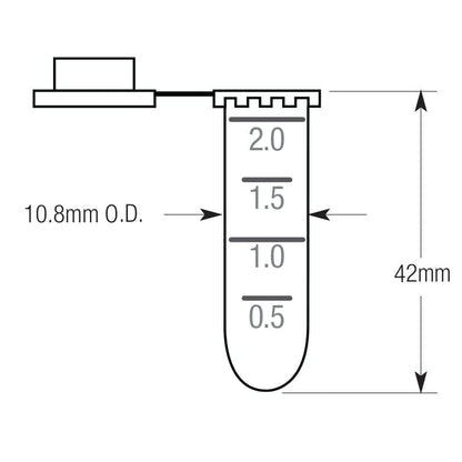 Globe Scientific 111568 Polypropylene Graduated Microcentrifuge Tube with Snap Cap, Round Bottom, Natural, 2mL Capacity, Pack of 1000