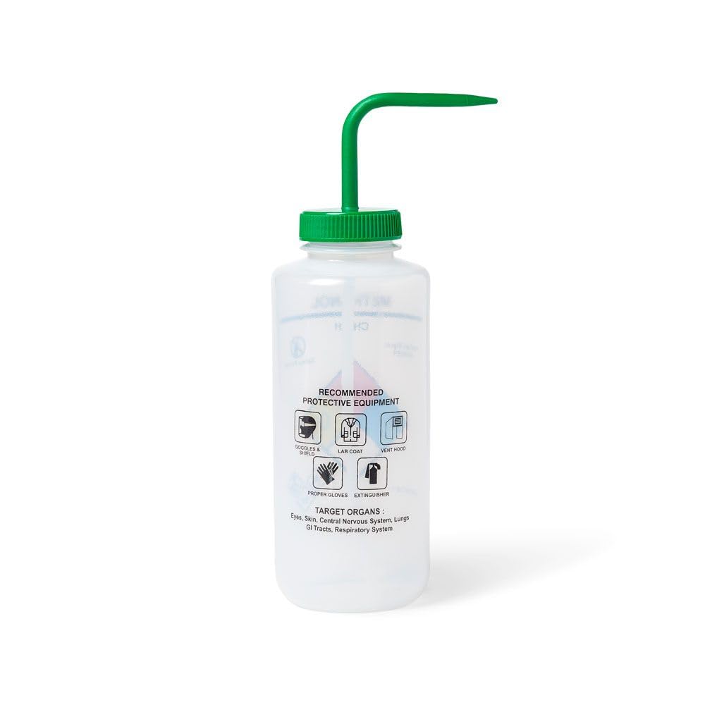 United Scientific™ UniSafe™ Methanol Vented Wash Bottle, 1000 mL, Designed for use in the Laboratory, Classroom, or Home, Pack of 4, LDPE