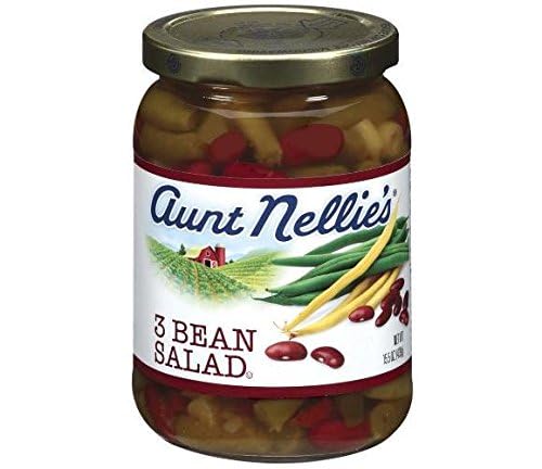 Aunt Nellie’s 3 Bean Salad – Classic Sweet Tangy Ready-to-Eat Bean Medley – Green Wax Kidney Beans in Light Vinegar Dressing (15.5 oz, 3-Pack)