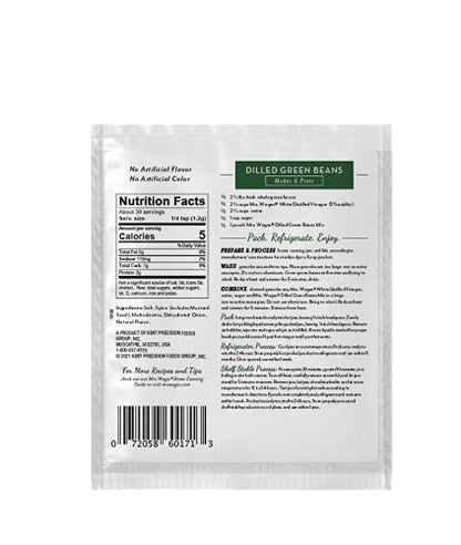Mrs. Wages Dilled Green Beans Refrigerator or Canning Mix | Quick and Easy | Simple-To-Use | Perfect Balance of Sour & Savory | 1.66 oz Packet (Value Pack of 12)