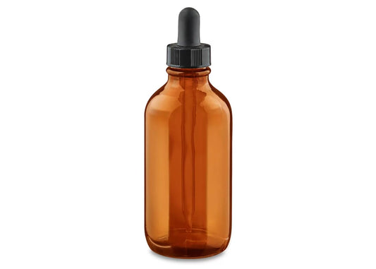 United Scientific™ 8oz (240mL) Leakproof Flint Glass Dropper Bottles, Amber Glass, Pack of 12