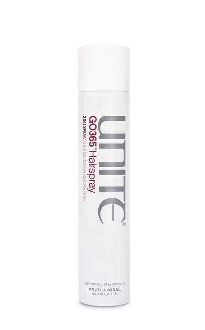 UNITE Hair – GO365 Hairspray – Adjustable 3-in-1 Styling Spray for Flexible to Strong Hold – Brushable, Non-Flaking & Humidity-Resistant – 10 Oz