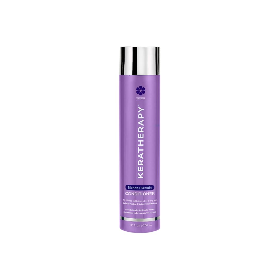 KERATHERAPY Keratin Infused Totally Blonde Violet Toning Conditioner, 10.1 fl. oz., 300 ml - Keratin Therapy Purple Conditioner for Blonde Hair, Brassy, Silver, & Highlighted - Sulfate & Paraben Free