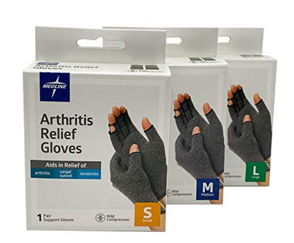 CURAD Arthritis Relief Compression Gloves, Large, Gray, 1 Pair