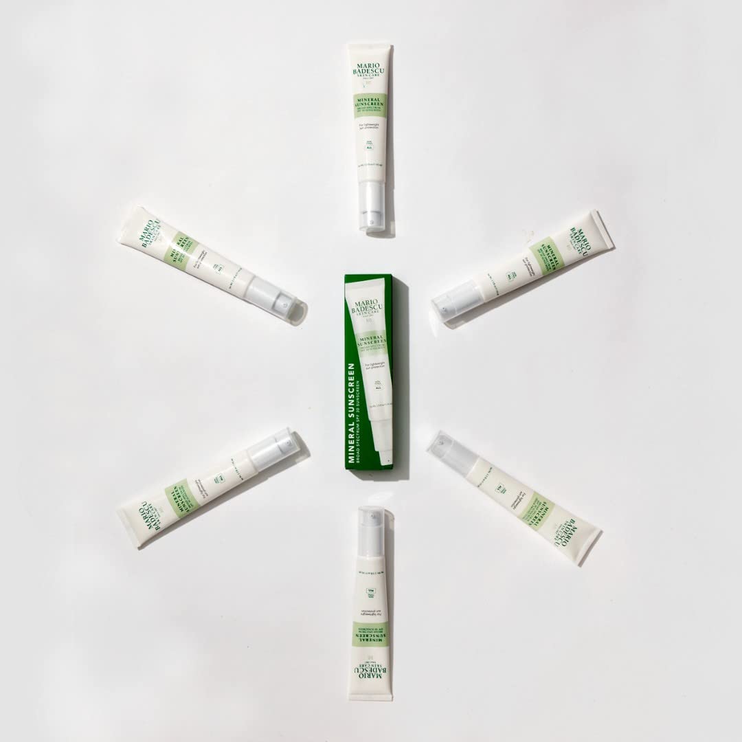 Mario Badescu Mineral Sunscreen SPF 30 for All Skin Types | Reef Safe, Oil-free Moisturizer Formulated with Zinc Oxide, Hyaluronic Acid & Antioxidants | 1.5 Fl Oz