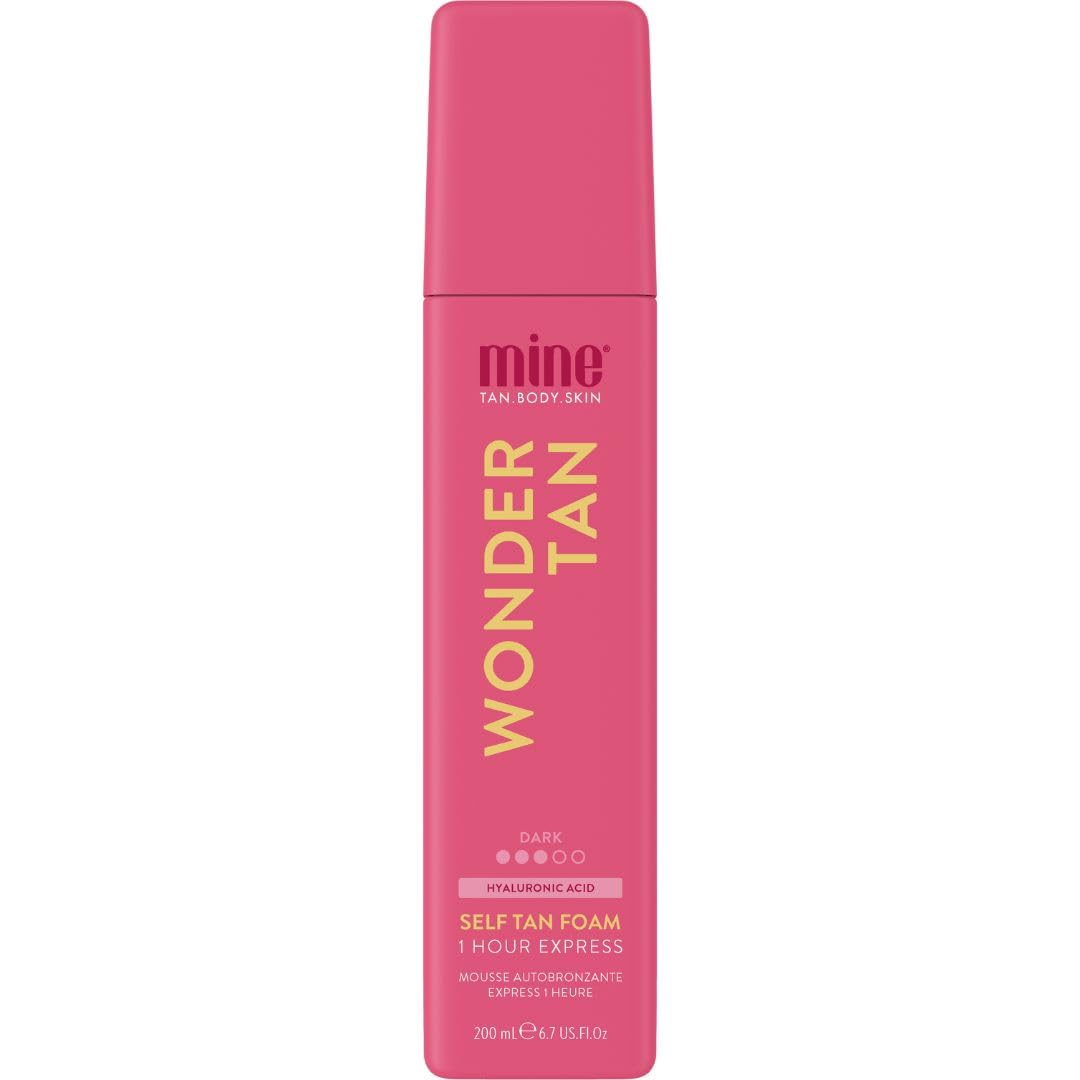 Minetan Wonder Tan Self Tanning Mousse | Warm Dark Finish, 1 Hour Express Foam | Face & Body Fake Tanner | Hydrating | 6.7 Fl Oz