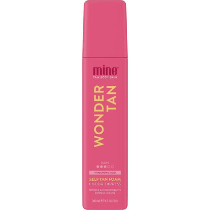 Minetan Wonder Tan Self Tanning Mousse | Warm Dark Finish, 1 Hour Express Foam | Face & Body Fake Tanner | Hydrating | 6.7 Fl Oz