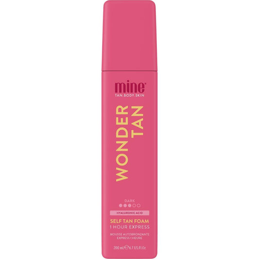 Minetan Wonder Tan Self Tanning Mousse | Warm Dark Finish, 1 Hour Express Foam | Face & Body Fake Tanner | Hydrating | 6.7 Fl Oz