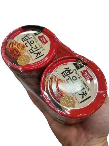 Sliced Kimchi 김치 Korean Canned Kimchi by Dongwon Yangban, Ready-to-Eat Spicy Fermented Napa Cabbage, 160g x 4 Cans | DAHLORE