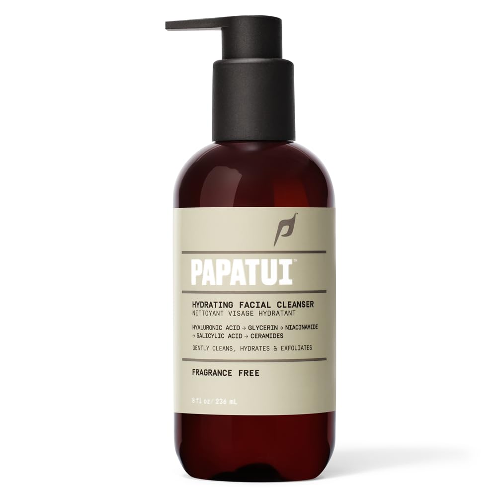 PAPATUI by Dwayne Johnson Hydrating Men's Face Cleanser | Made with Niacinamide, Hyaluronic Acid | Unscented | 8 oz